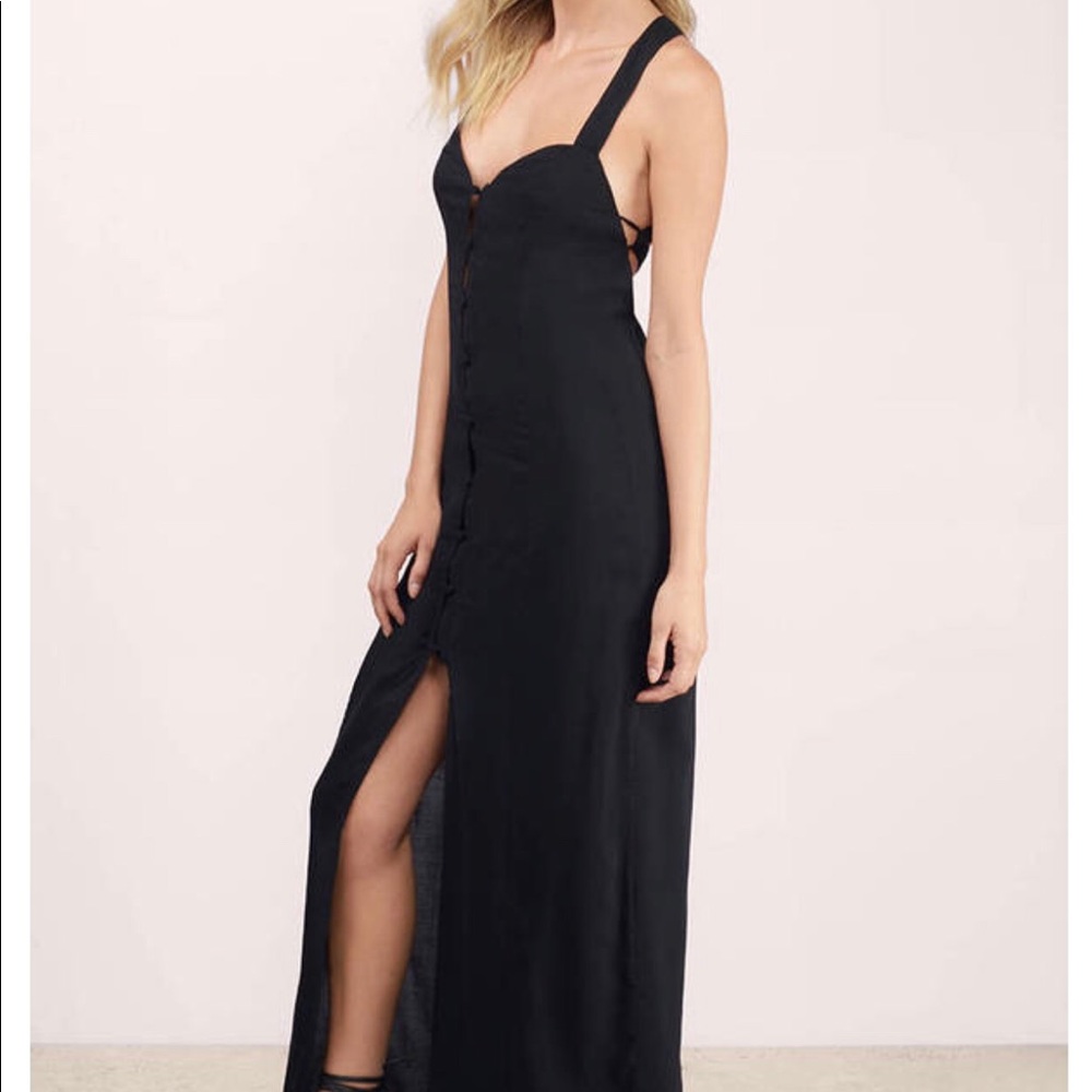 Black maxi dress with slit